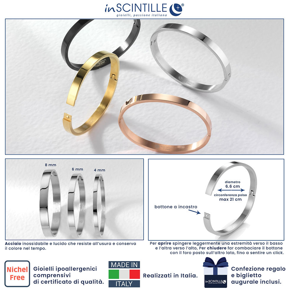 Miniature : Bracelet Bangles Jonc 4 mm en acier, Gravure intérieure