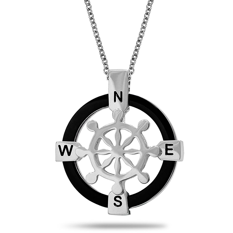 Miniature : Collier Homme Nautica Chaîne Maille Forçat, Symbole nautique dans un Anneau Noir