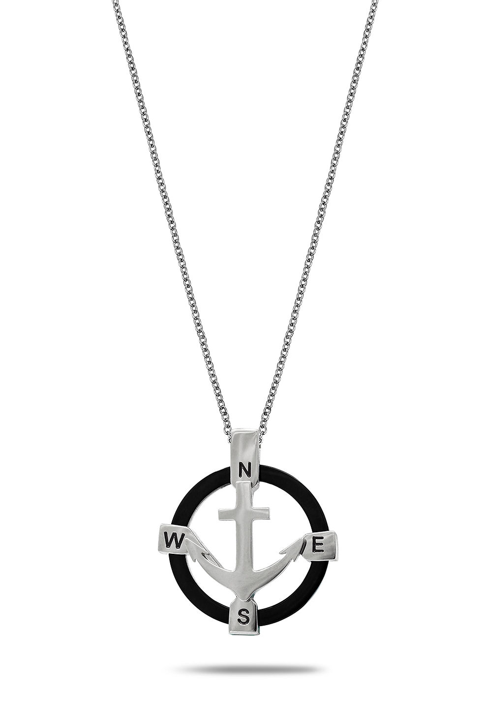 Miniature : Collier Homme Nautica Chaîne Maille Forçat, Symbole nautique dans un Anneau Noir