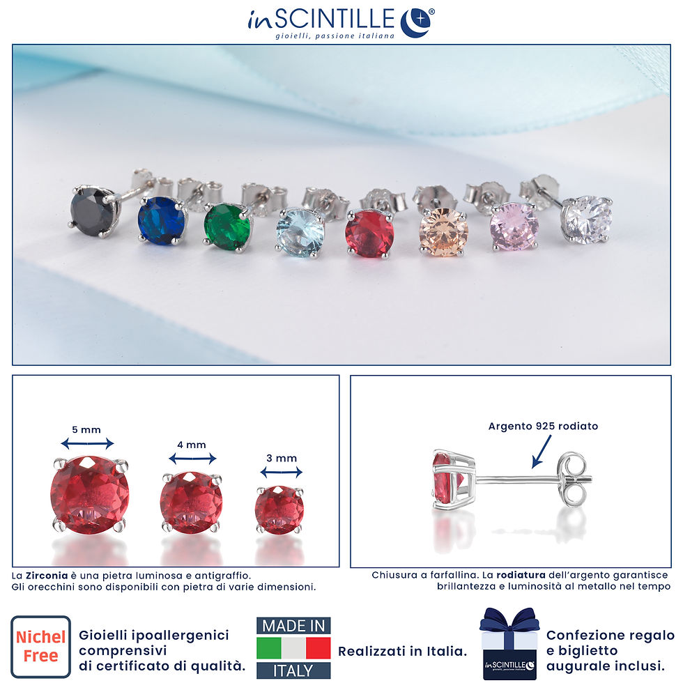Miniature : Boucles d'Oreilles Lucciole en Argent, Solitaire Zircon Couleur Griffes Rondes