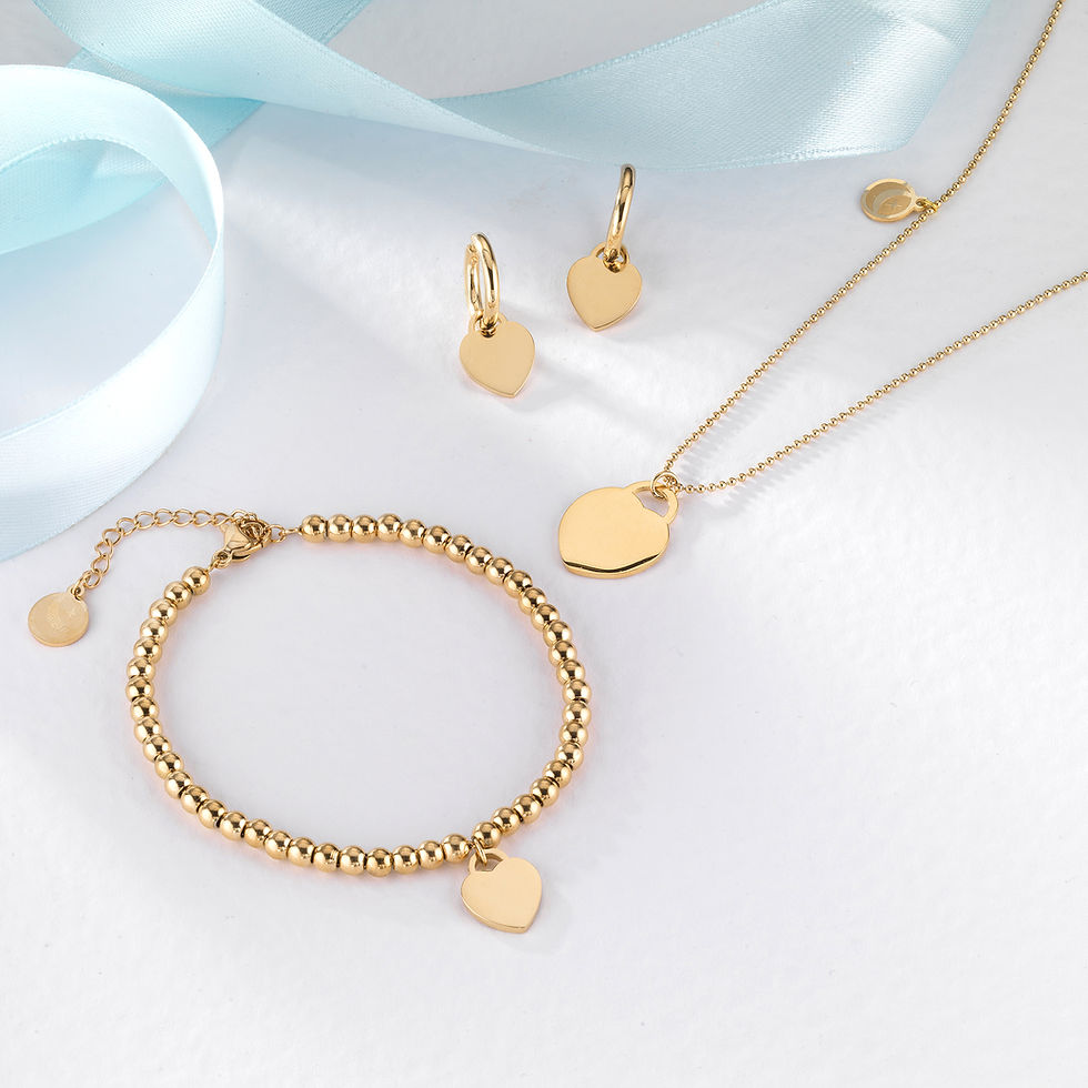 Miniature : Bracelet Cuore Rock Perles en acier Argenté, Pendentif "Cœur" Argenté