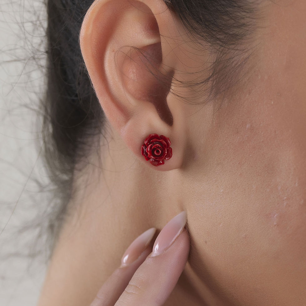 Miniature : Boucles d'Oreilles Roselline en Argent 925/1000e, "Rose Nacre"