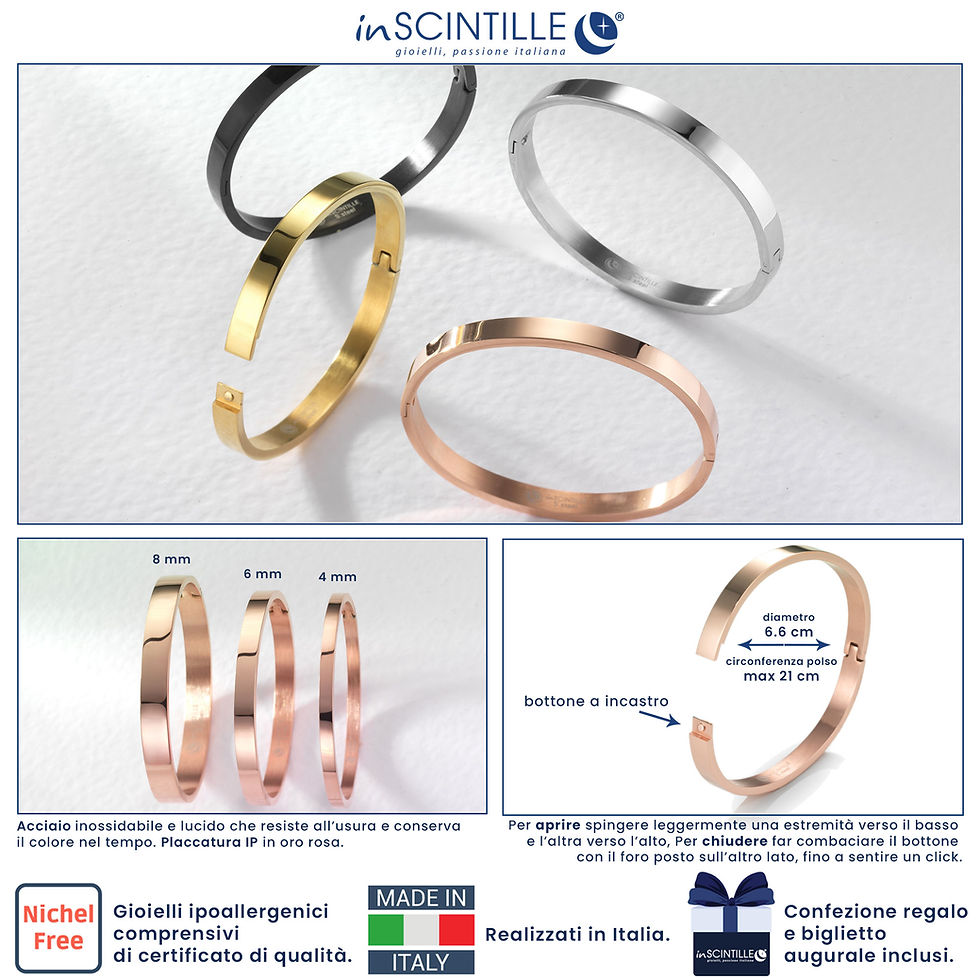Miniature : Bracelet Bangles Jonc 4 mm en acier, Gravure intérieure