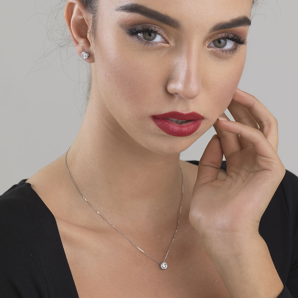 Miniature : Collier Lucciole Chaîne Argent, Pendentif Solitaire Zircon rond Serti Clos