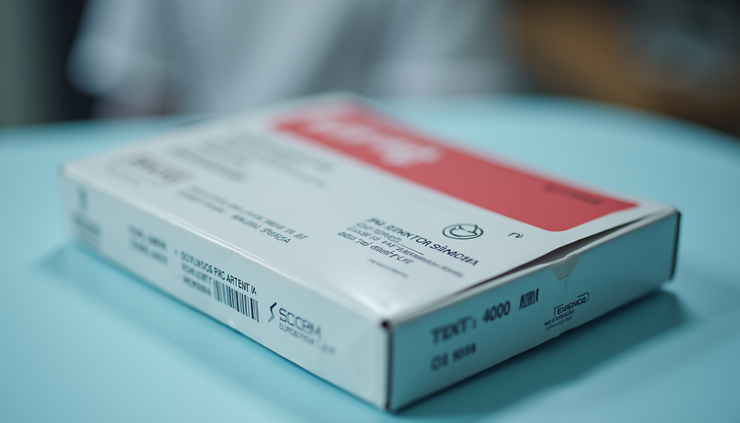 Close-up view of tamper-evident packaging used for medical specimens