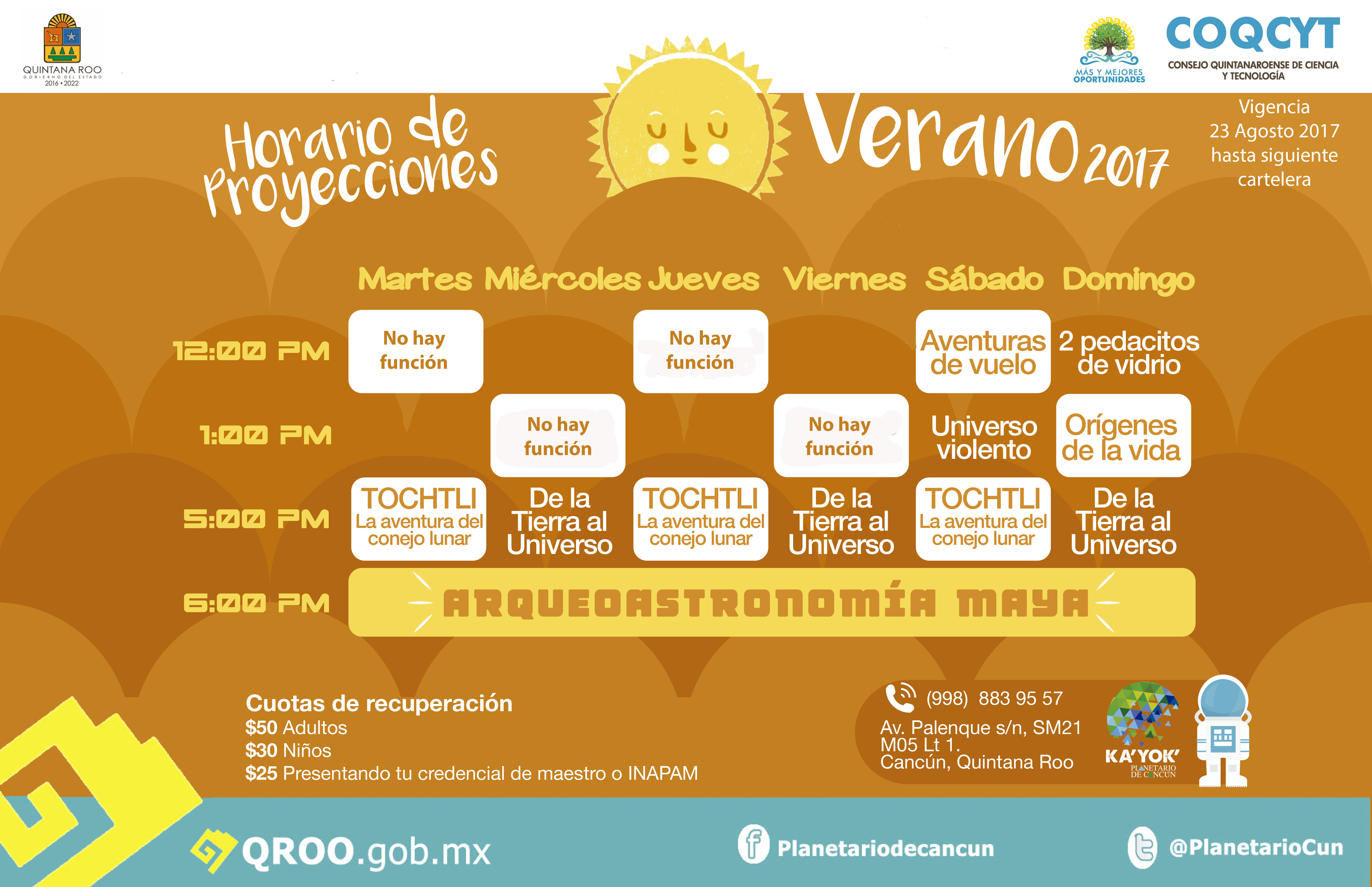 Proyecciones Domo Digital (Horarios)