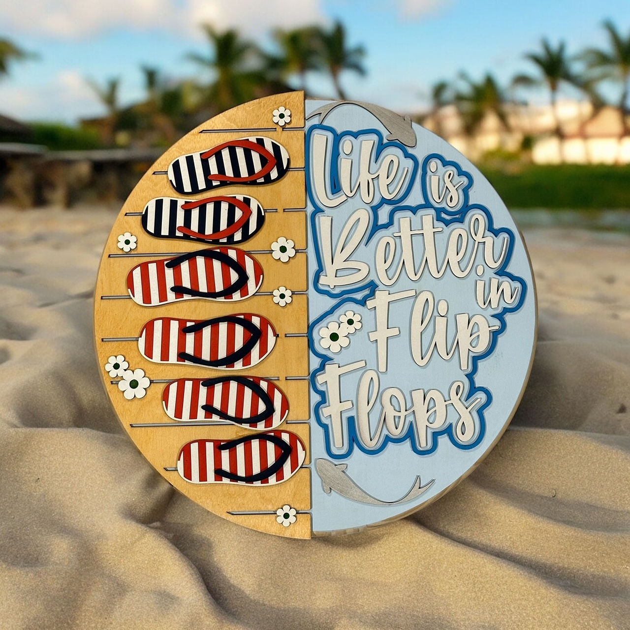 life is better in flip flop patriotic colors door hanger 18 inch