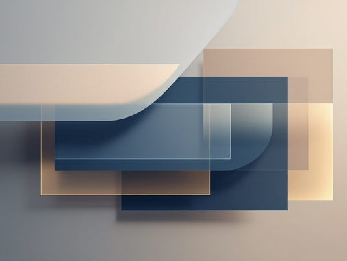 Abstract layered planes of soft navy and gold light, suggesting clarity and structure forming out of complexity.