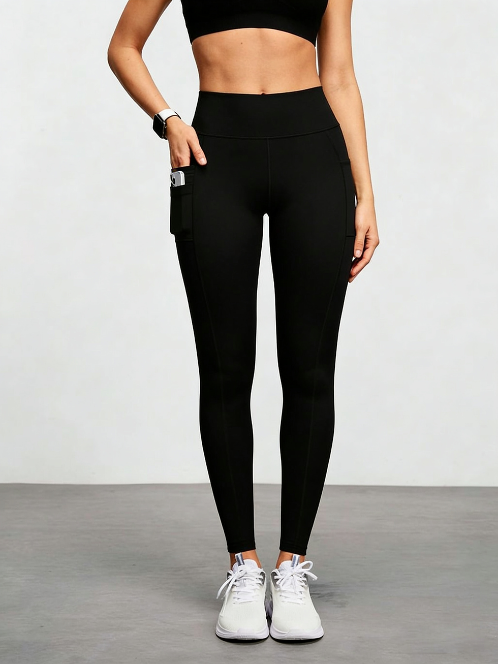 Thumbnail: Women's Yoga Pants with Phone Pocket - High Waist Tummy Control Leggings, Non-Sq