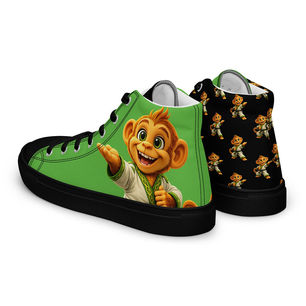 Thumbnail: Kiki the Monkey Unisex high top canvas shoes