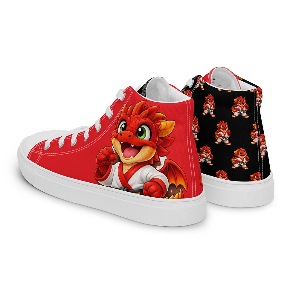 Thumbnail: Drako the Dragon Unisex high top canvas shoes