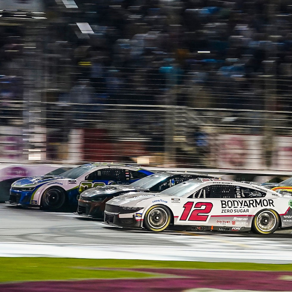 Daniel Suarez, Kyle Busch, Ryan Blaney, 3-Wide for the win in Atlanta - Photo from @TeamTrackhouse via 'X'
