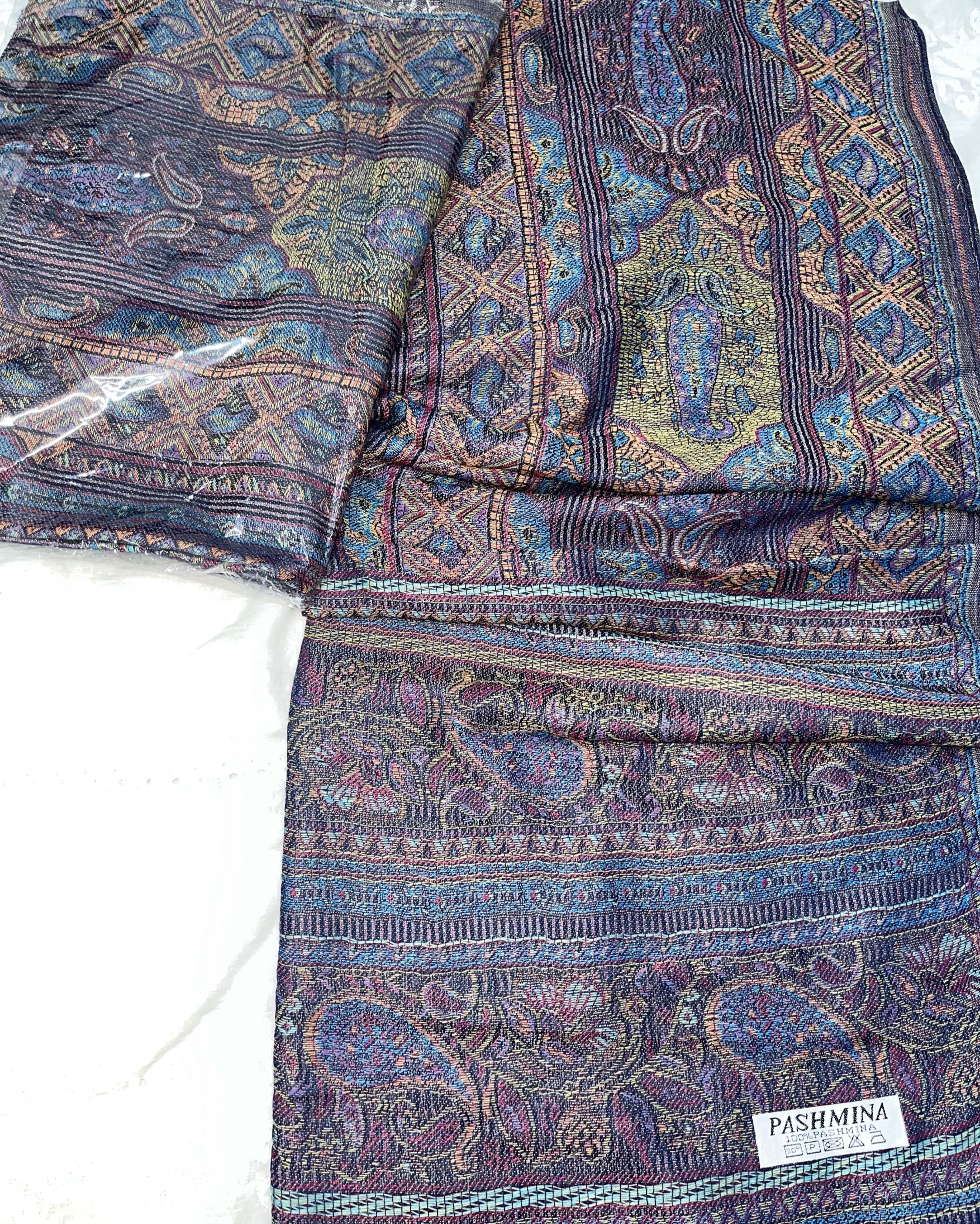 Midnight Paisley Heritage – Woven Pashmina Shawl