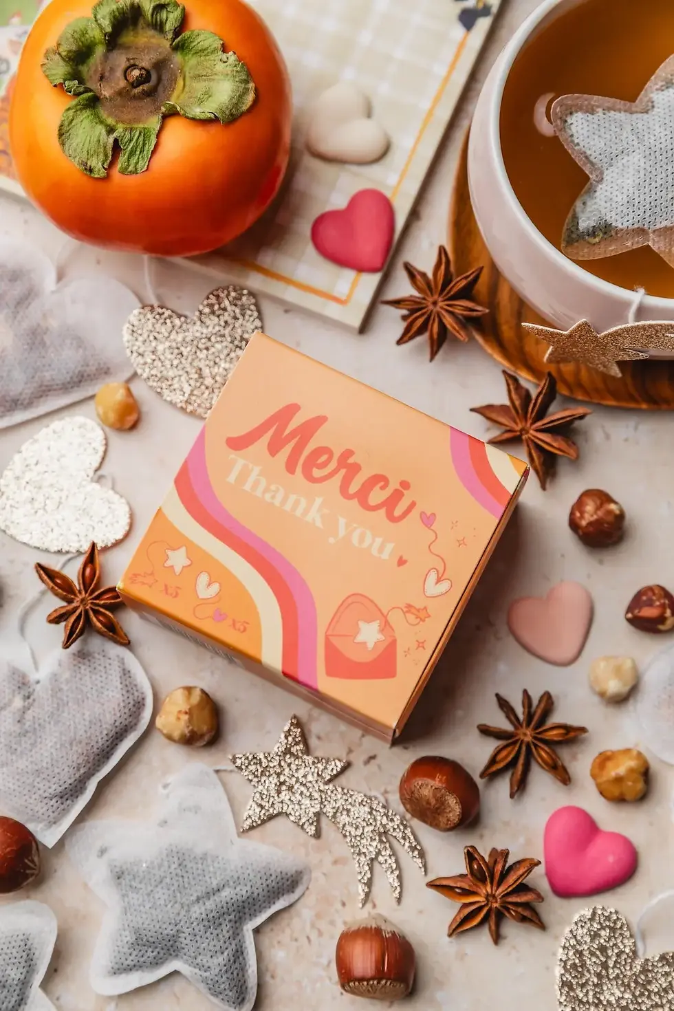 Miniaturbild: Mini Coffret MERCI – 10 sachets de thé originaux en forme de cœur & étoile