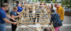 Bamboo bridge construction phase