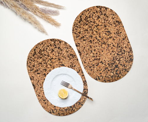 Textured Oval Placemat (Brown Dotted) - Set of 2 image 1