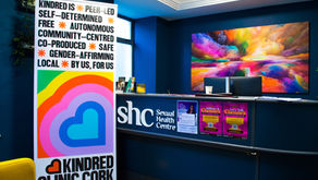 Kindred Clinic Cork banner beside the front desk of the Sexual Health Centre