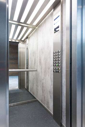 an elevator with doors open
