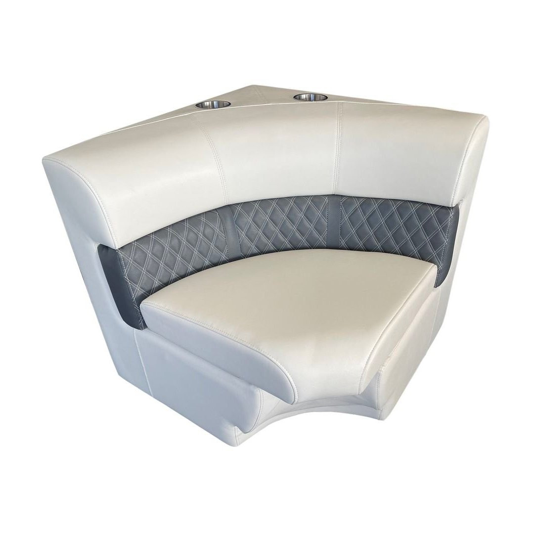 Square Corner Bench with Cupholders (Eggshell and Charcoal)