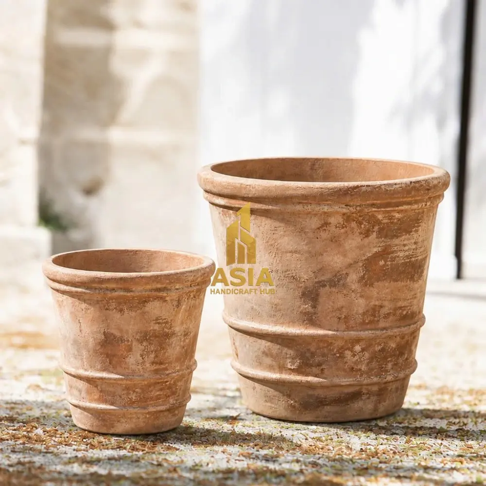Rustic Straight Tapered Planters Vietnam Terracotta Pots