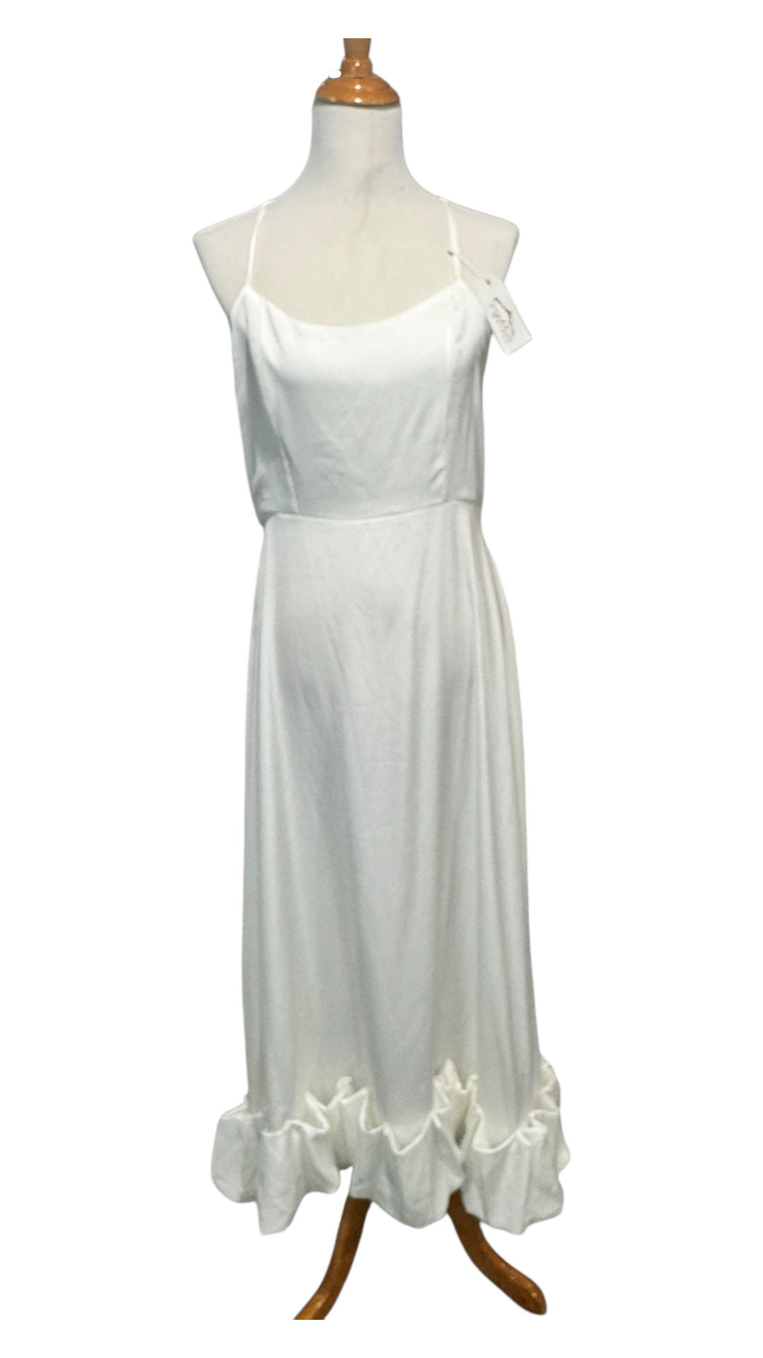 White Spaghetti Strap, Bottom Trim Embellishment 