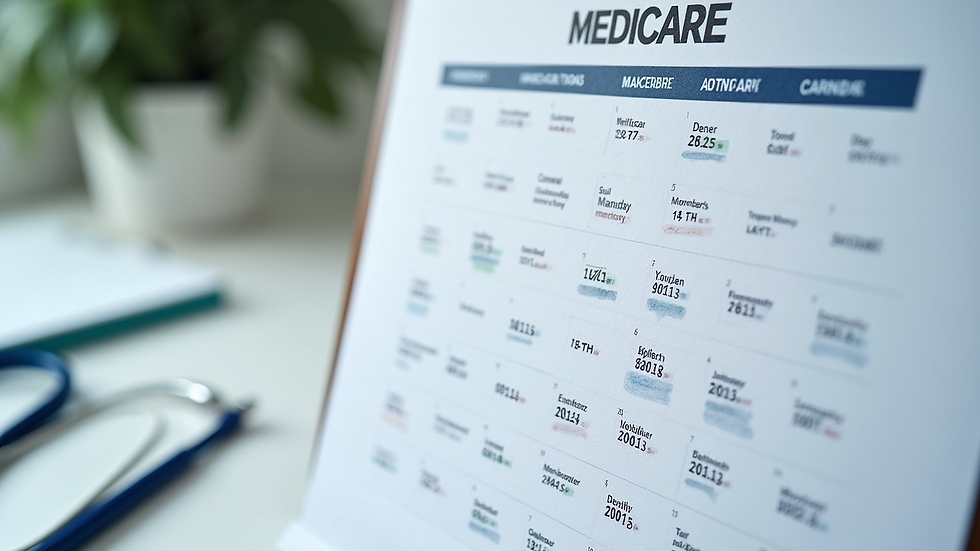 Close-up view of a calendar marked with Medicare enrollment dates