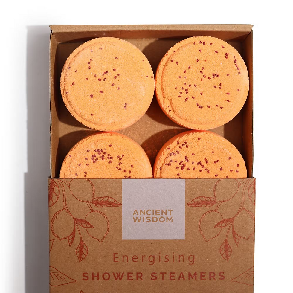 Gift set of four Energising Zen Shower Steamers with peppermint, frankincense, and lemon.