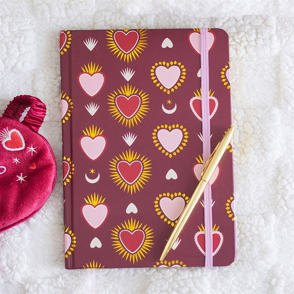 Sacred heart print A5 notebook with lined pages and elastic closure