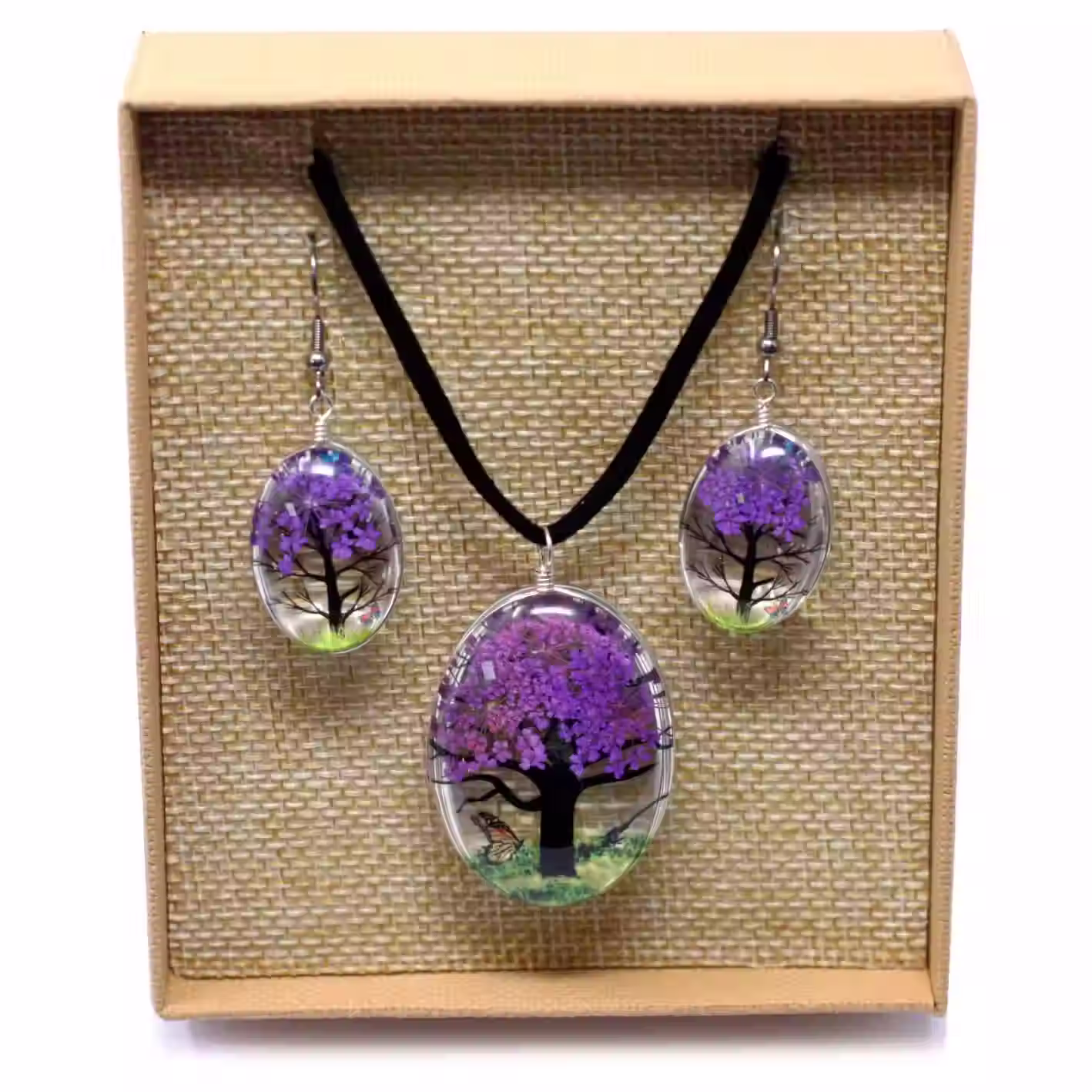 Tree of Life Pressed Flower Jewellery Set UK | The Cosy Cairn