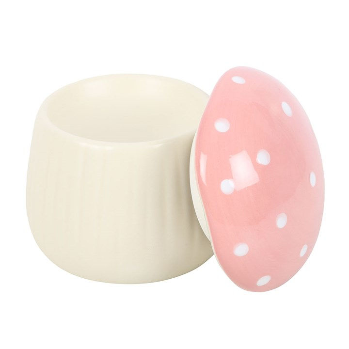 Thumbnail: Pink mushroom-shaped ceramic oil burner for wax melts and fragrance oils.