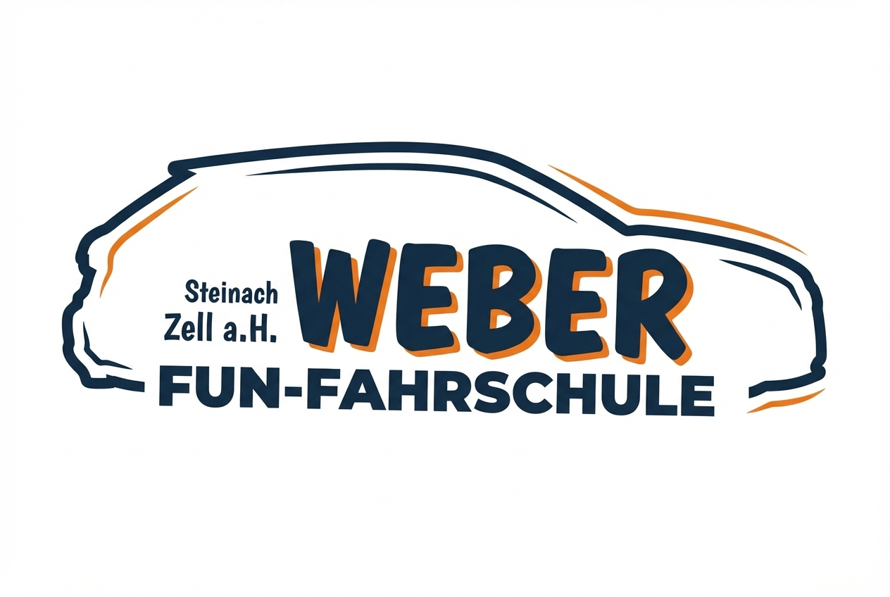 Logo Weber Fun-Fahrschule, Steinach Zell a.H. im Auto-Umriss.