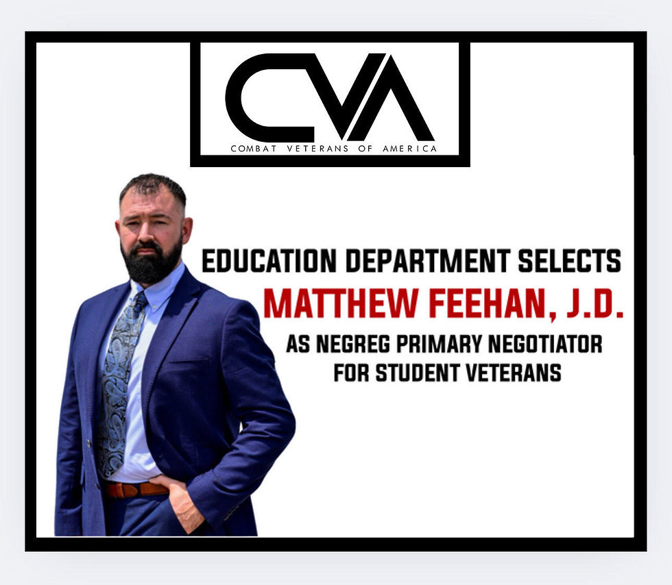 U.S. Department of Education Names Matthew Feehan, J.D., Primary Negotiator for Student Veterans and Service Members