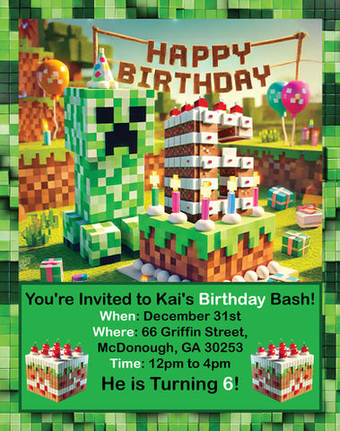 Kai Birthday Card Invitation Front