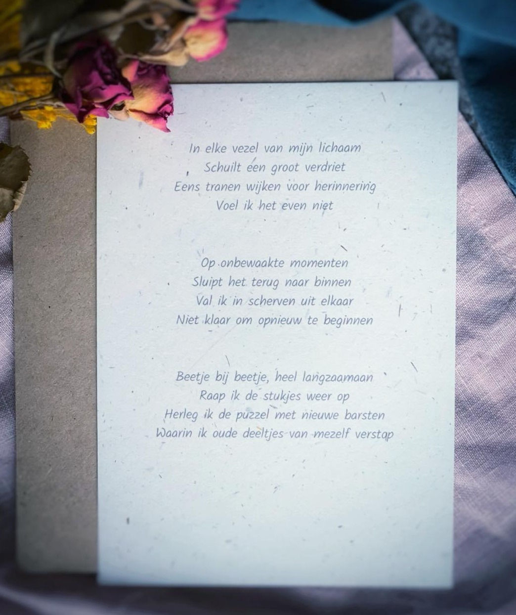 Troostkaart | In elke vezel van mijn lichaam schuilt een groot verdriet