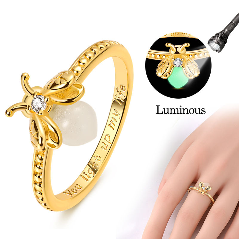 Miniatura: Anéis para mulheres 925 prata esterlina luminosa firefly anéis de noivado casame