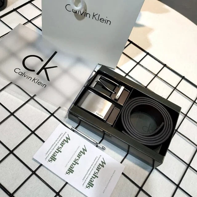 Thumbnail: Calvin Klein double head leather belt gift set