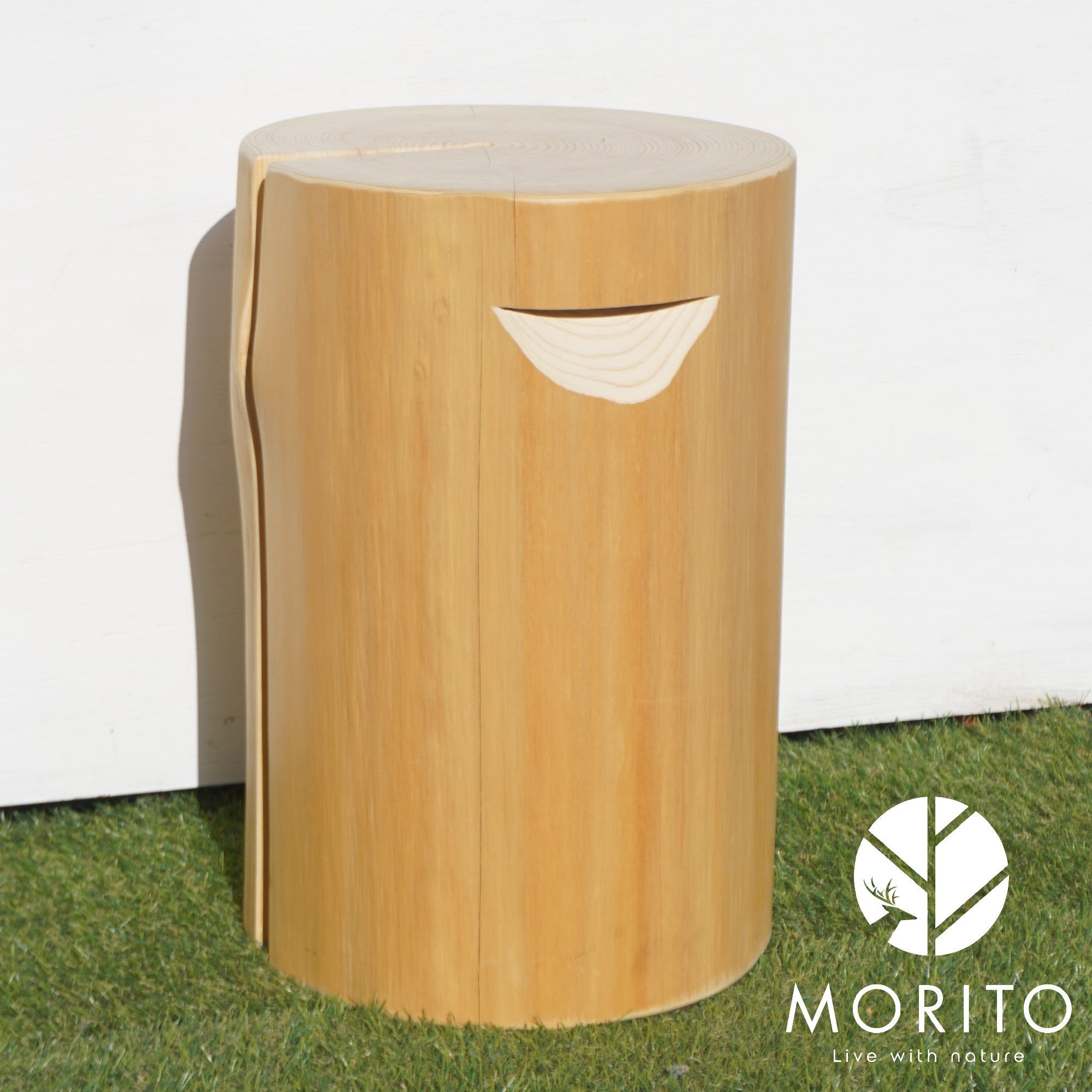 森の丸太スツール(吉野ヒノキ)取っ手付き