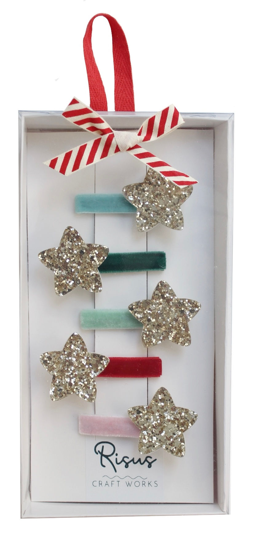 Kutulu Yıldız Toka Seti – 5’li Kadife & Simli Çıtçıt / Hediyelik Özel Koleksiyon