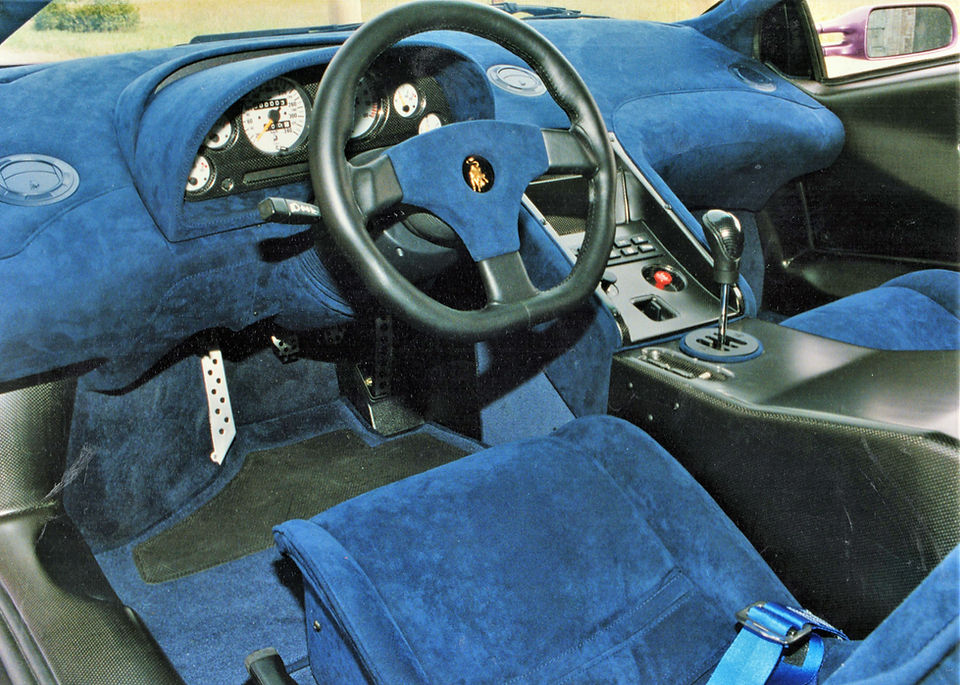 The Lamborghini Diablo SE30 prototype interior cockpit view