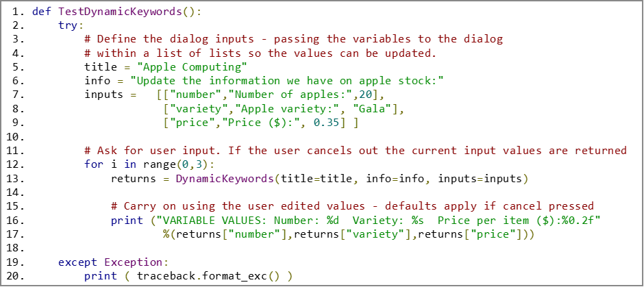 A more structured return via a dictionary is helpful when a large number of variables are considered.