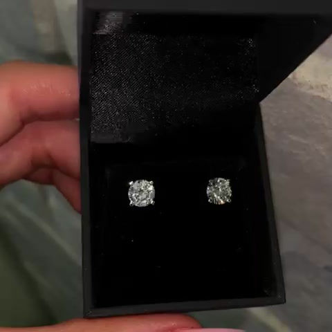 Thumbnail: "Daisy" 2 Carat  Round Diamond Stud Earrings 