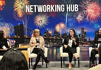 NYC marketing consultant discussing growth strategies for small businesses at New York Build Expo panel.