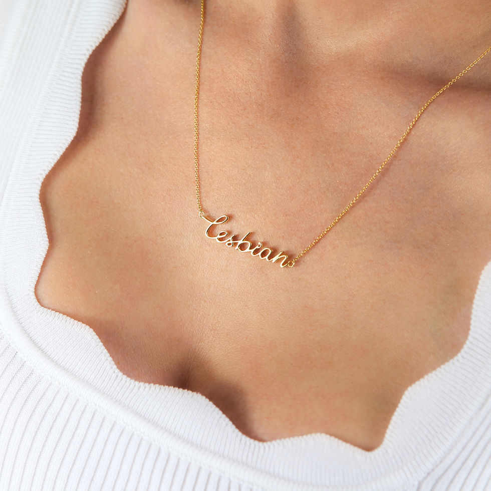 Woman wearing Lesbian in Gold