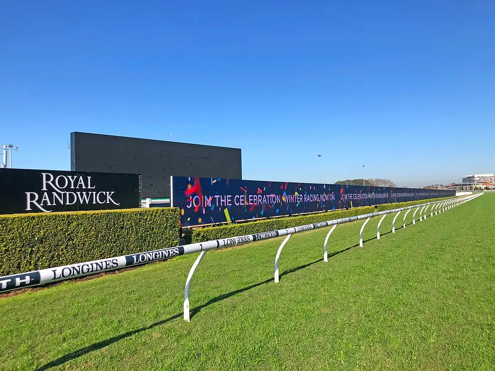 Home straight LED screen installation trackside at Royal Randwick Racecourse