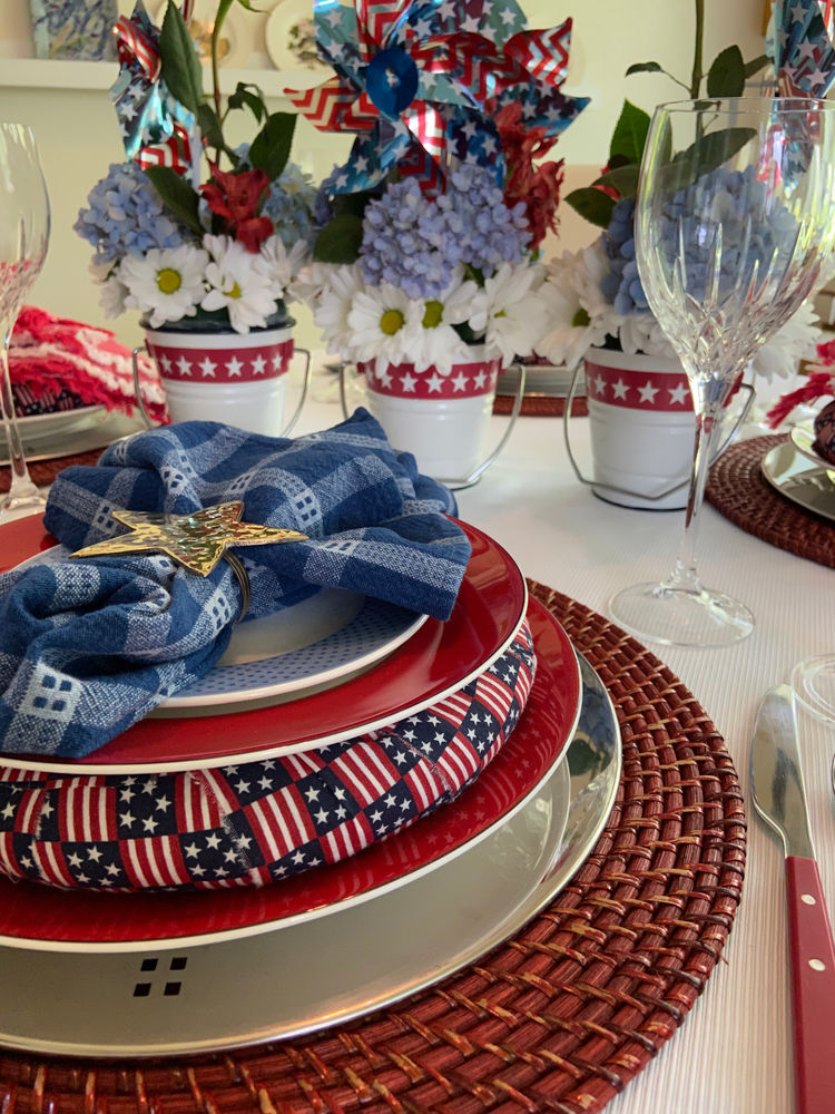 Red, White and Blue Table Setting....All Thrifted