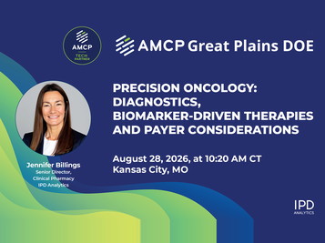 A picture of Jennifer Billings, Senior Director of Clinical Pharmacy at IPD Analytics presenting, "Precision Oncology"