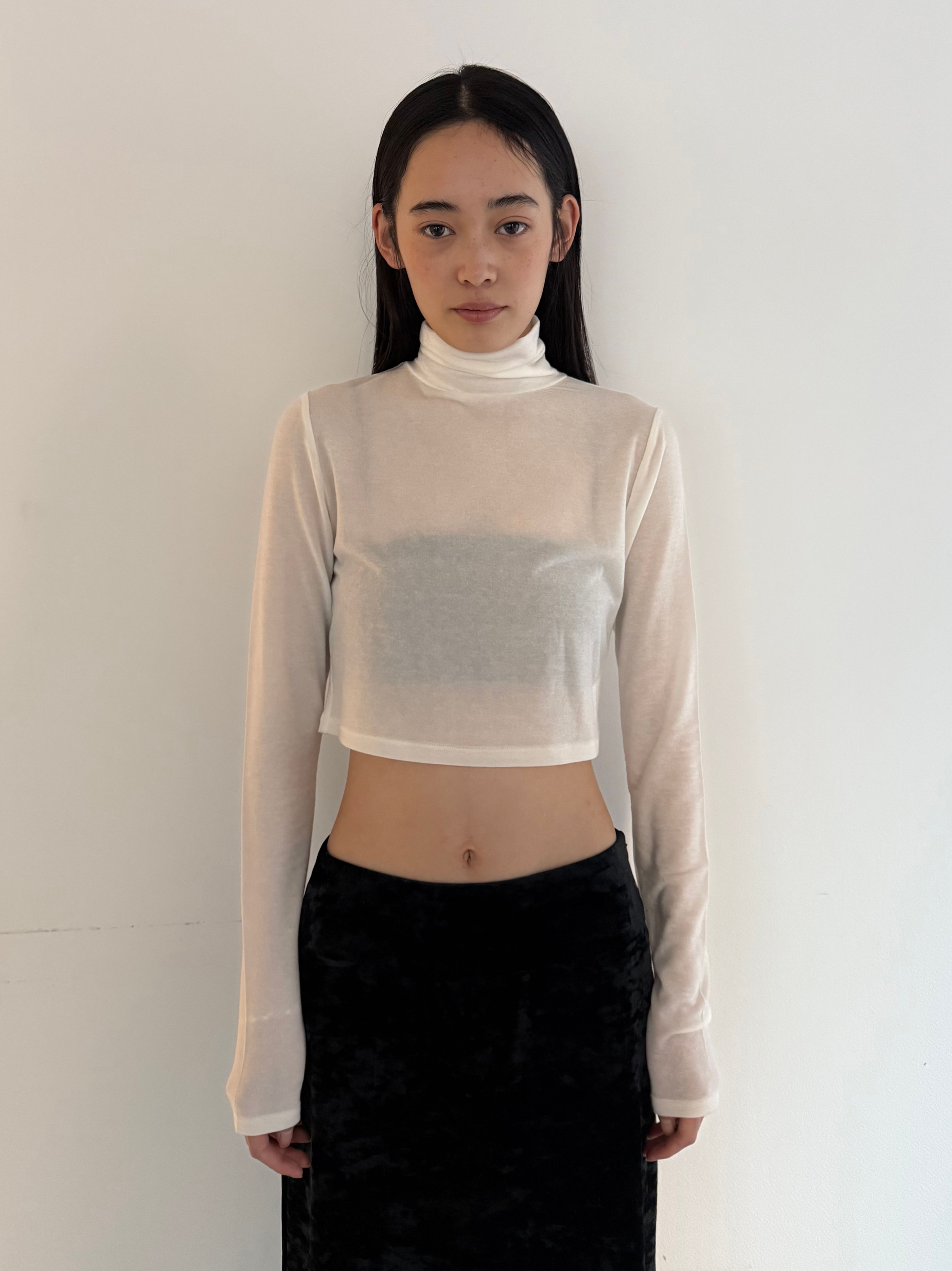 Cashmere Touch Turtleneck Tee Short / White