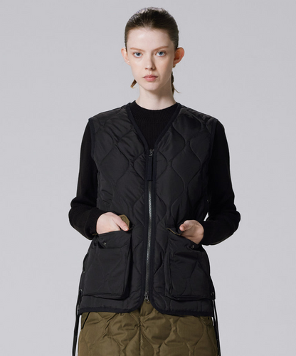 Taion JP Military W-zip Lace-up Down Vest | black | Evolve