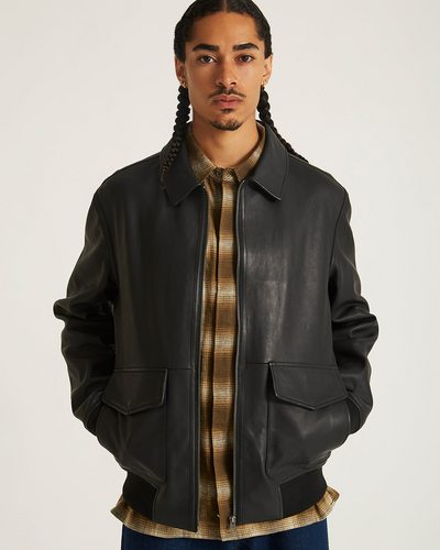 Saturdays NYC Tunstall Leather Jacket | black | Evolve Saturdays NYC Tunstall Leather Jacket | black | Evolve