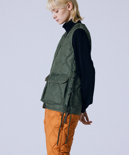 Taion JP Military W-zip Lace-up Down Vest | olive | Evolve
